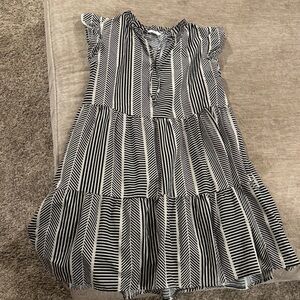 Time and Tru Black and White Striped Midi Dress